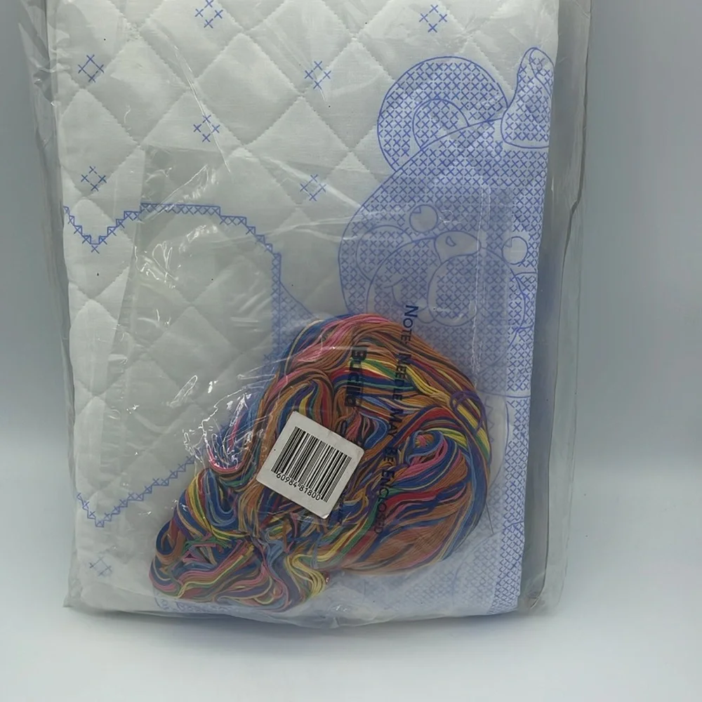 Bucilla Baby Stamped Cross Stitch Kit Alphabet Bears Crib Cover Quilt Blanket